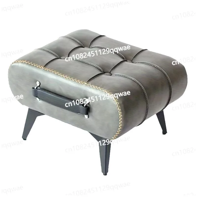 Living room shoe cabinet entrance shoe change stool leather sofa stool cat claw leather bed tail American light luxury fashion