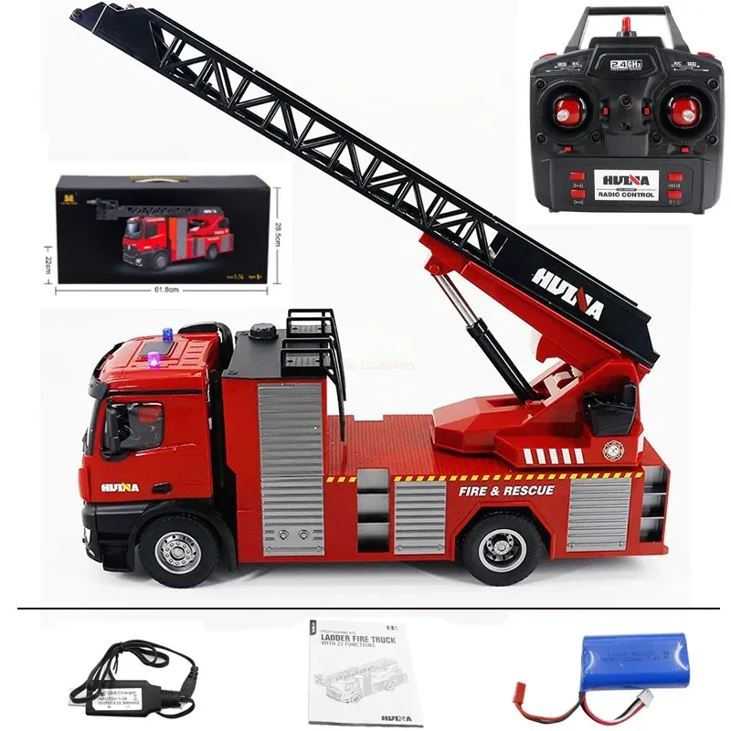 Huina Large Engineering Vehicle 1:14 Full Scale Remote Control Toy Car Simulation Fire Truck Sprinkler Children'S Toy Gift