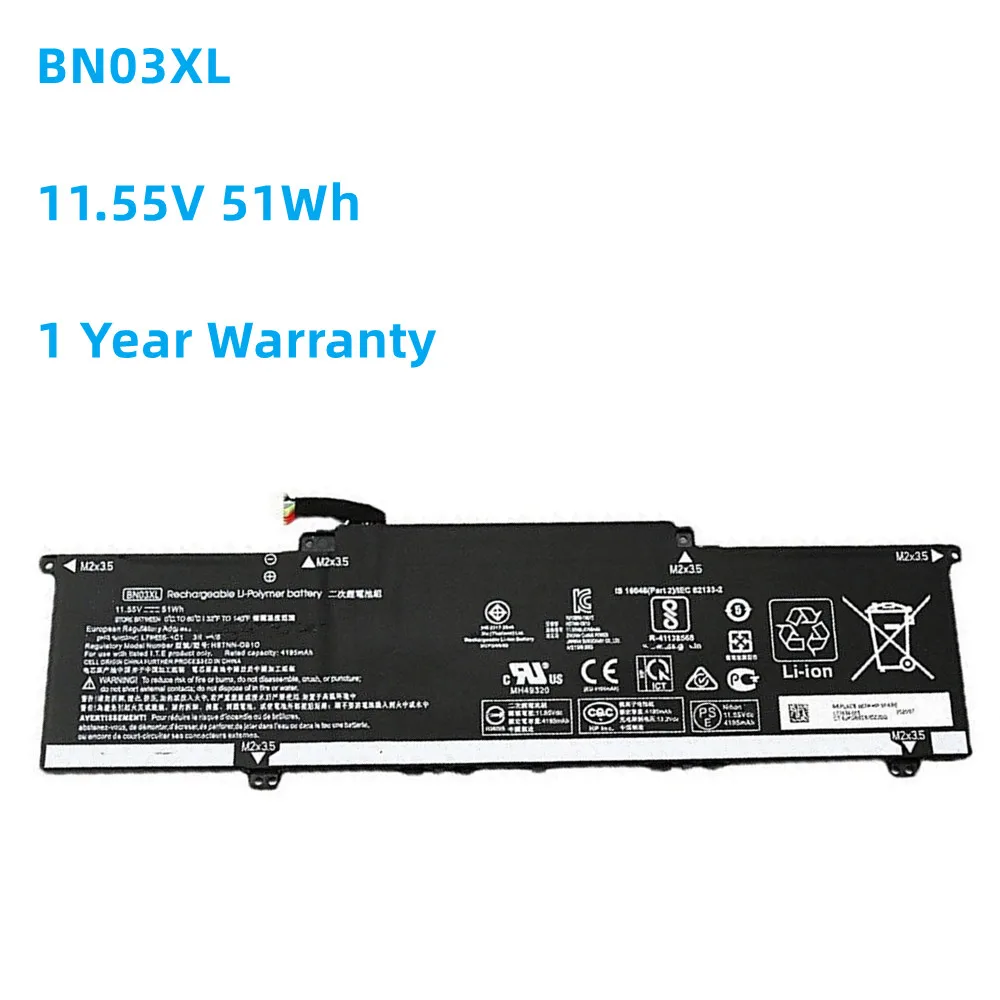 

Аккумулятор для ноутбука BN03XL 11,55 в 51 Вт · ч для HP HSTNN-OB1O UB7L ENVY 13 13-ba ENVY X360 13-ay 15-ed0000 L76965-AC1