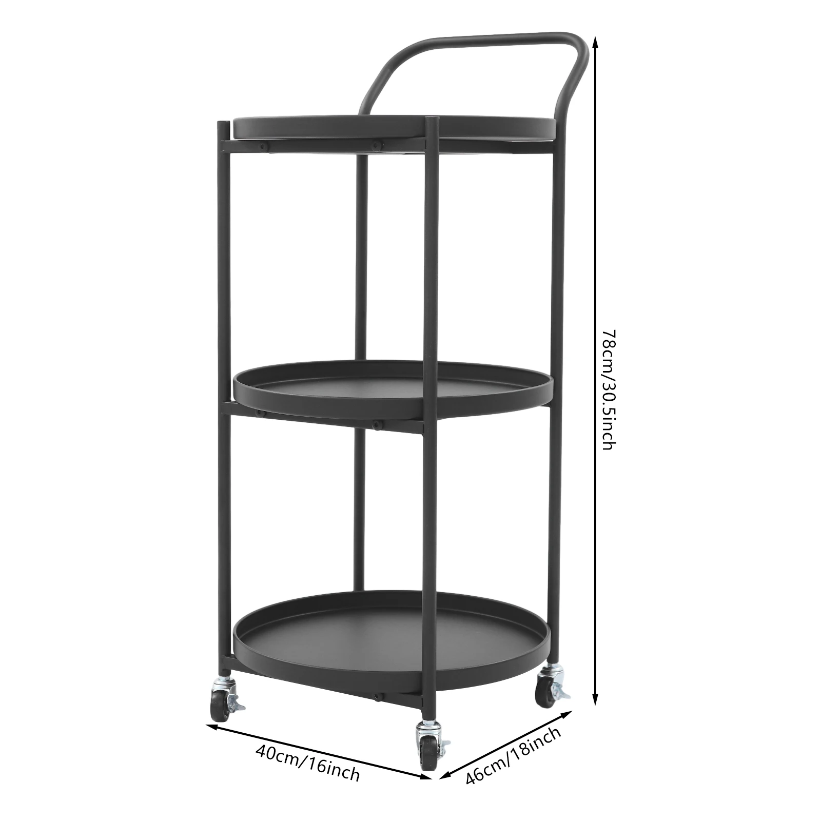 

3-х ярусная тележка на колесиках с 4 универсальными колесами, сервировочная тележка с металлическим каркасом для кухни, столовой, мобильная тележка для хранения