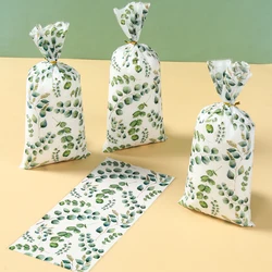 25/50/100Pcs Leaves Candy Cookie Bag Birthday Party Decoration Kids Gift Bag Forest Green Theme Party Favor Baby Shower Supplies