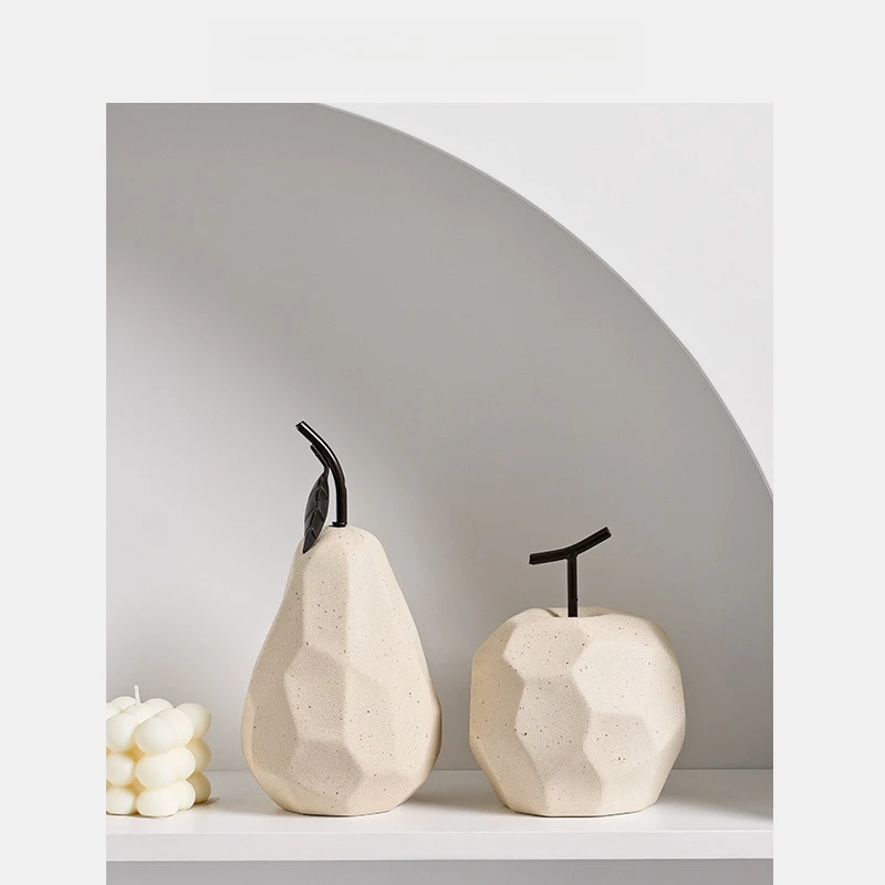 

Nordic Sculpture Figurines for Interior Office Desk Accessories Home Decor Pear Apple Ceramic Decor Abstract Fruit Ornaments