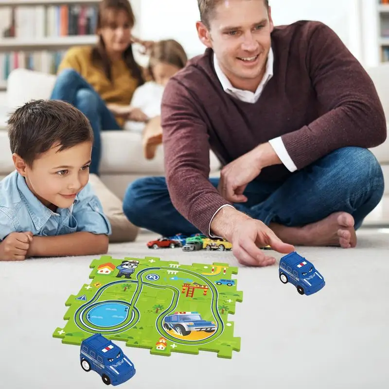 Puzzle Track Car Play Set Puzzle Track Car Playset Educational Railcar Floor Puzzle Toy Puzzle Track Car Playset For Kids