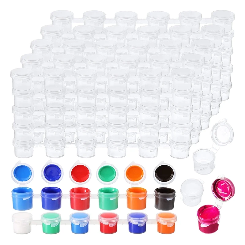 

100 Strips 600 Pots Empty Paint Strips Paint Cup Clear Plastic Storage Containers Painting Craft Supplies(5 Ml/ 0.17 Oz)