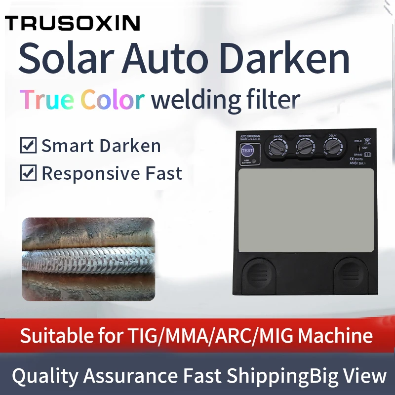 Imagem -02 - Big View Ear Arc Sensor Solar Auto Escurecimento Filtro True Color Soldagem Máscara Soldador Cap Olhos Máscara Filtro Tig Mig Mma