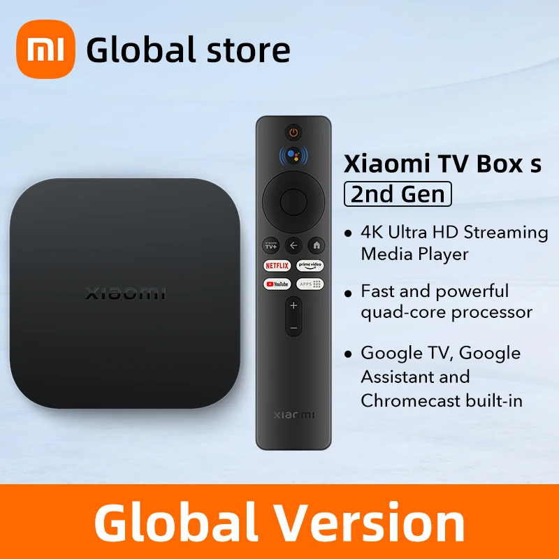 Globalna wersja Xiaomi Mi TV Box S 2nd Gen 4K Ultra-HD czterordzeniowy procesor Dolby Vision HDR10 + asystent Google Smart TV Mi Box