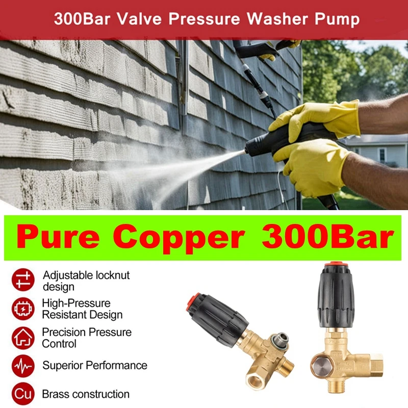 

Клапаны насоса высокого давления 300 бар из чистой меди, клапан регулирования давления для автомойки, распылительный насос, оборудование для удаления пыли, уменьшение давления