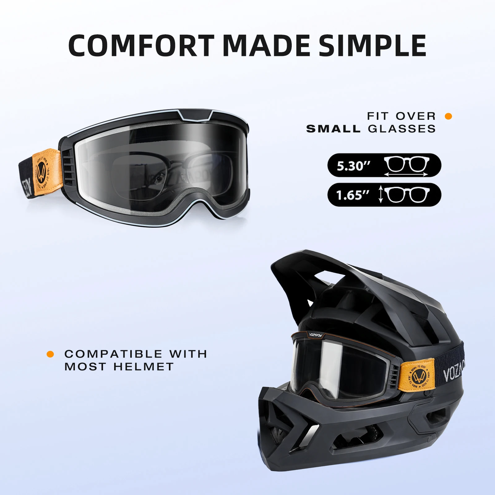 motorcycle riding glasses anti fog goggles windproof uv protection strap helmet Cycling & Skiing Motocross Goggles – Anti-Fog, Dust & UV  main image 3