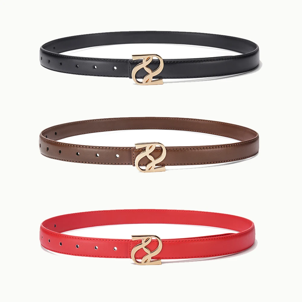 Creative Geometric Smooth Buckle PU Belt Fashion Simple Women's Dress Belt High Quality Women's Daily Wear Waist Accessories