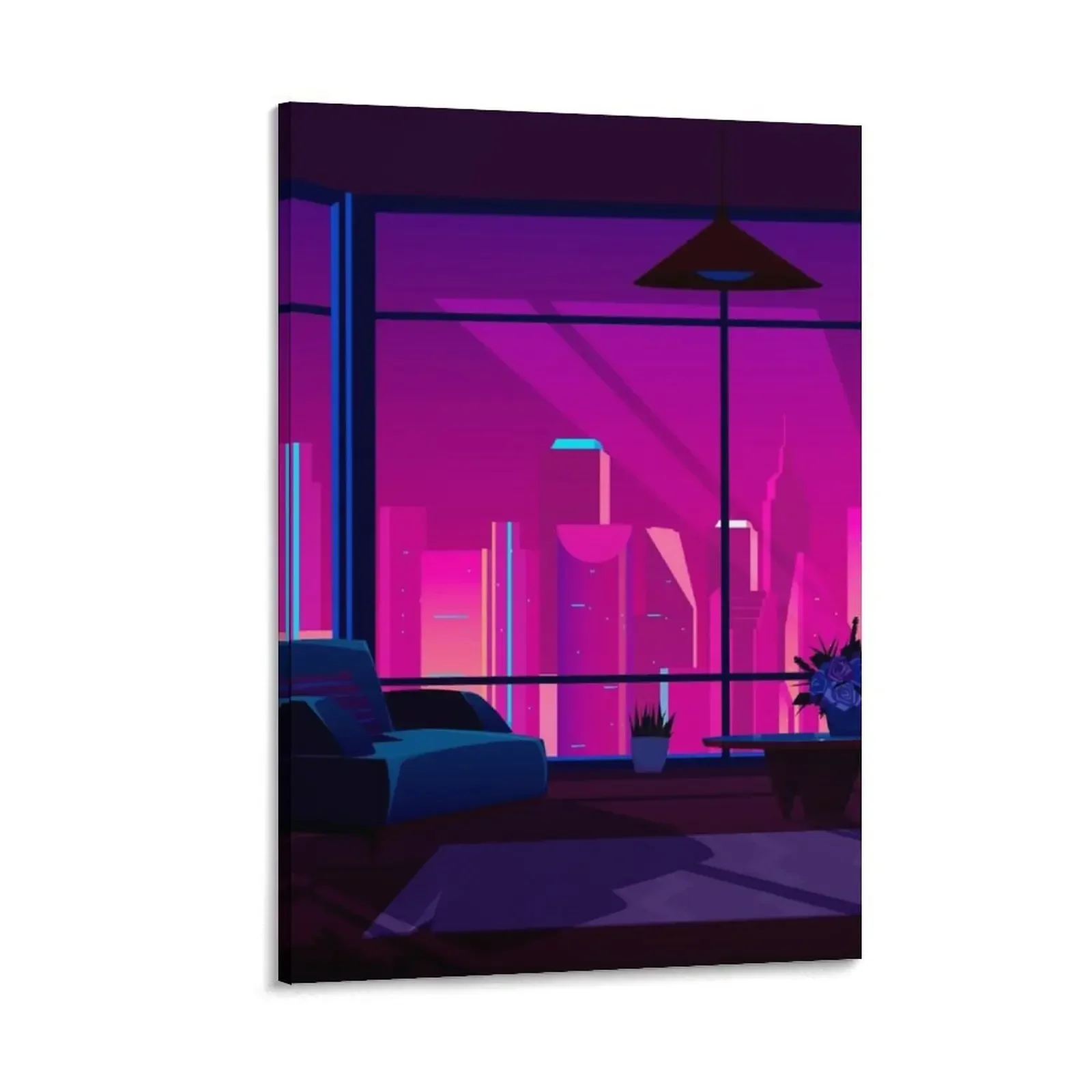 

Synthwave Neon City Canvas Painting room decoration accessories office decoration Wall paintings accessories for home decor