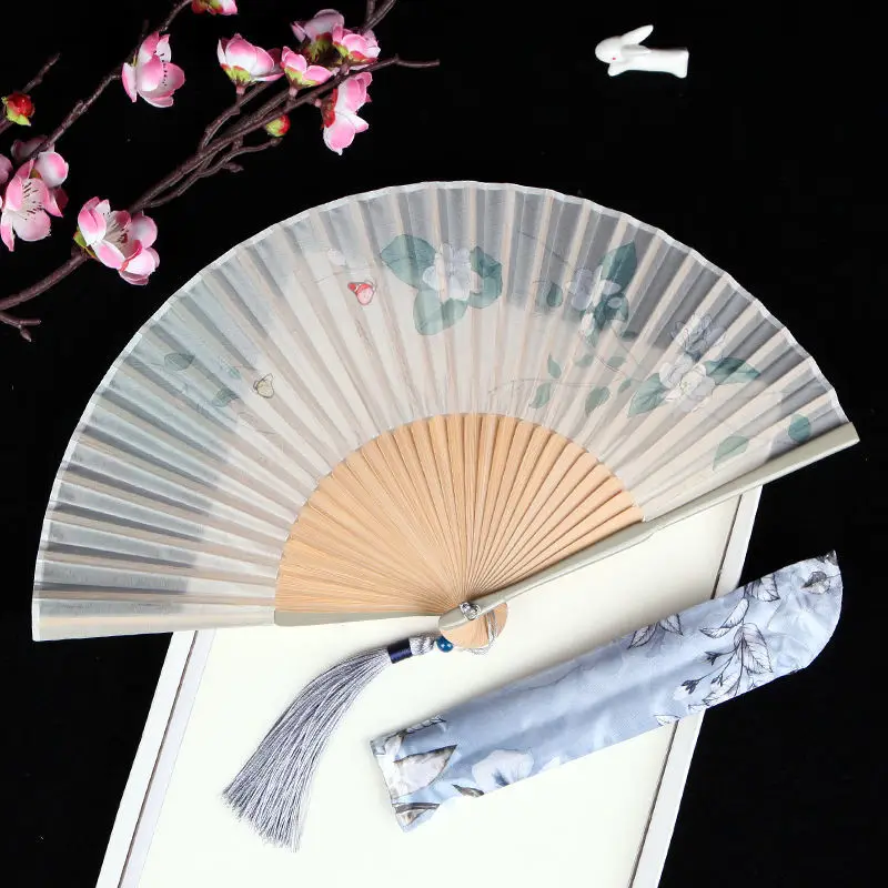 Retro Wind Jasmine Folding Fan Photography Photography Bamboo Fan Bone