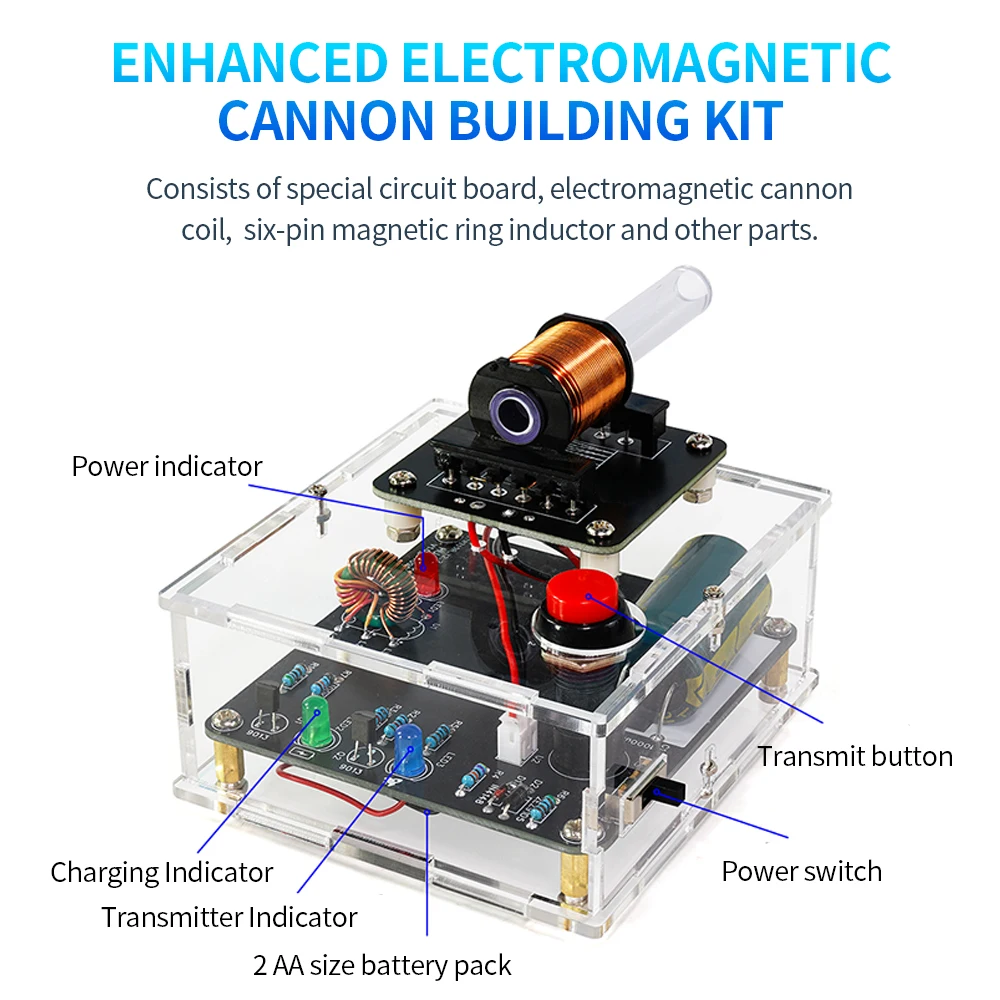 Cañón electromagnético de alto voltaje mejorado DC 3V, Kit de bricolaje, placa de circuito, práctica de soldadura, piezas de experimento electrónico