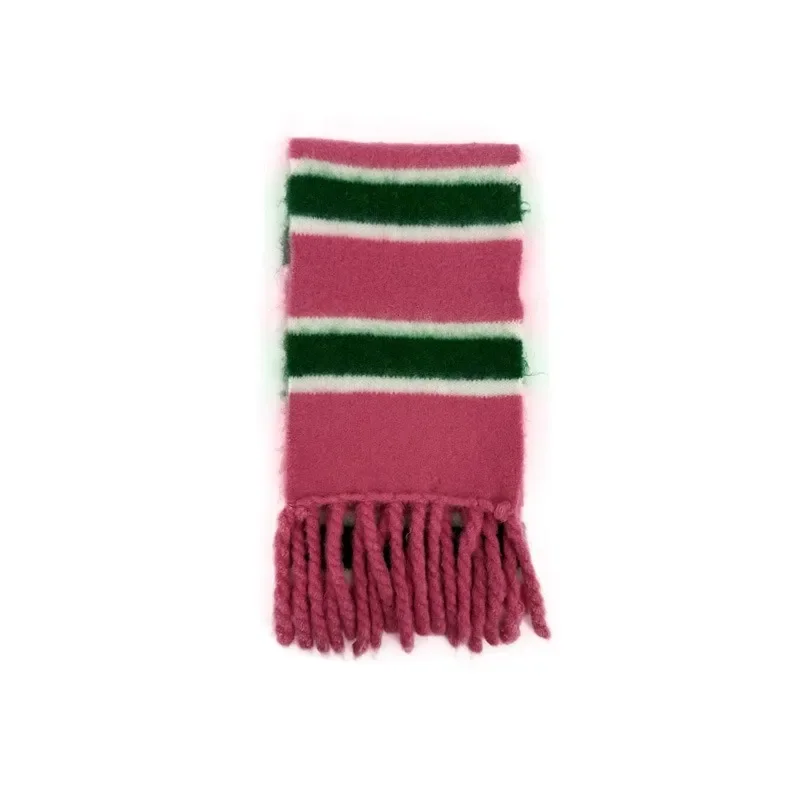 High Quality Shawl Hand-worn Fringed Knitted Striped Wool Blend Scarf Women Warm Soft Tassel Muffler Girls Autumn Winter Female