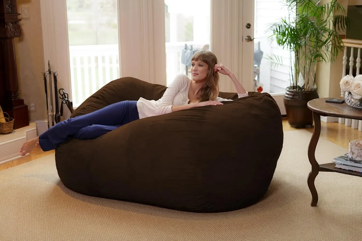 Bean Bag Chair: Huge 6' Memory Foam Furniture Bag and Large Lounger - Big Sofa with Soft Micro Fiber Cover - Chocolate