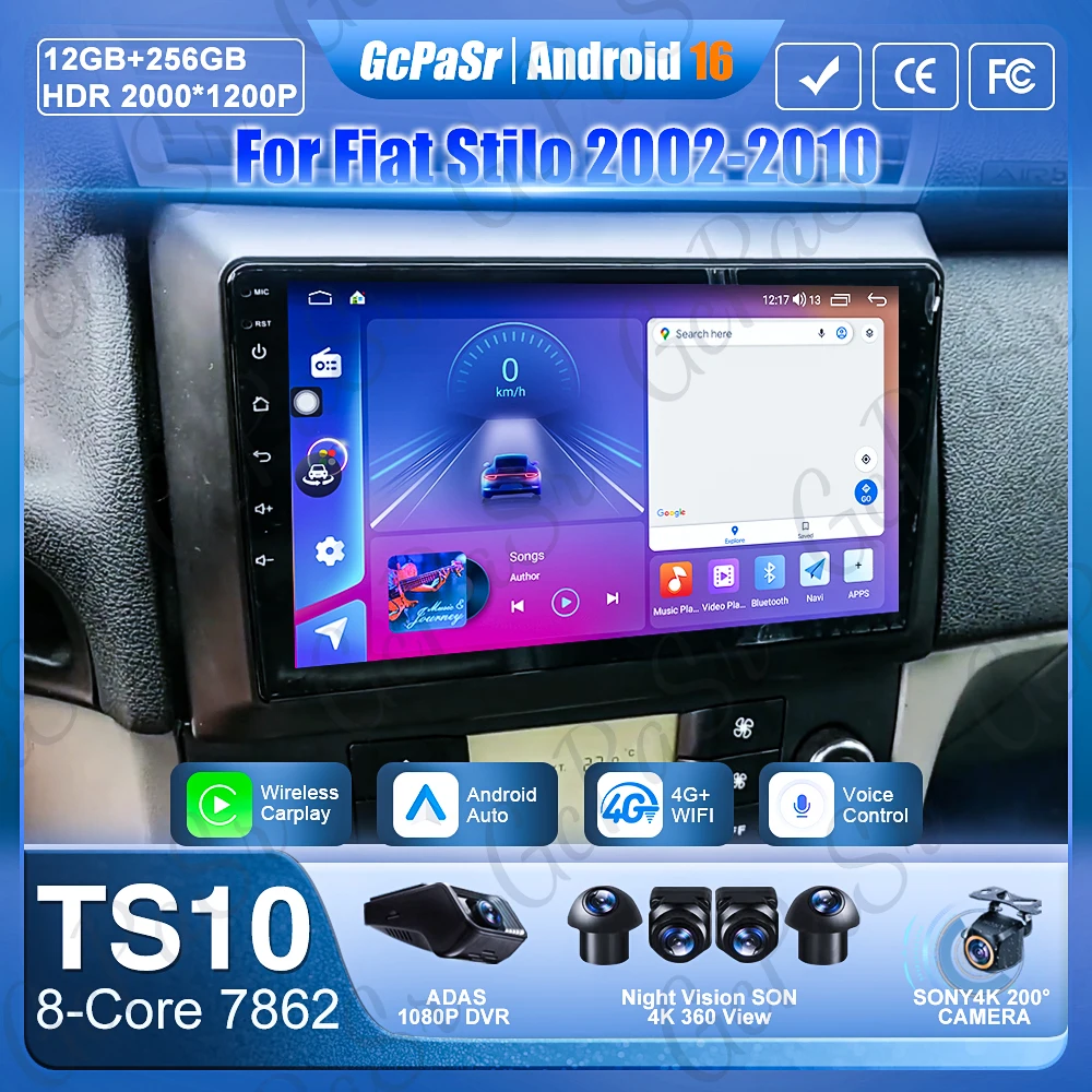 Android Auto For Fiat Stilo 2002-2010 Car Intelligent Systems Autoradio GPS Navigation Car Radio 5G Wifi Automotive Multimedia