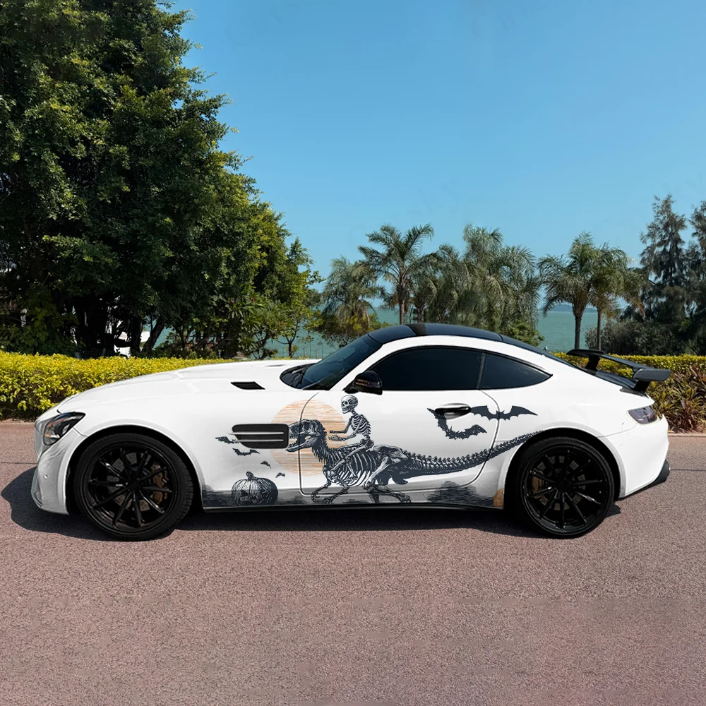 

Human Dinosaur Skeleton Car Vinyl Wraps Decal Self-adhesive PVC Sticker Suitable for Trucks SUV Decoration Auto Accessories Gift