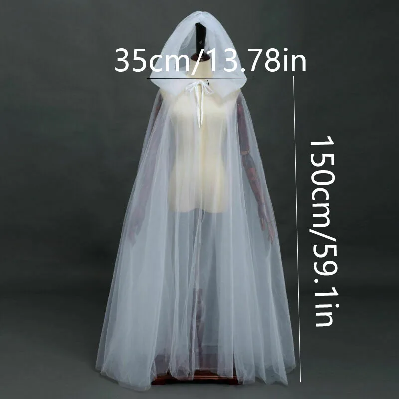 Накидка с призраком на Хэллоуин, длинная сетчатая накидка, плащ с капюшоном, ведьма Жнец, карнавальный костюм, вечерние украшения на Хэллоуин для взрослых