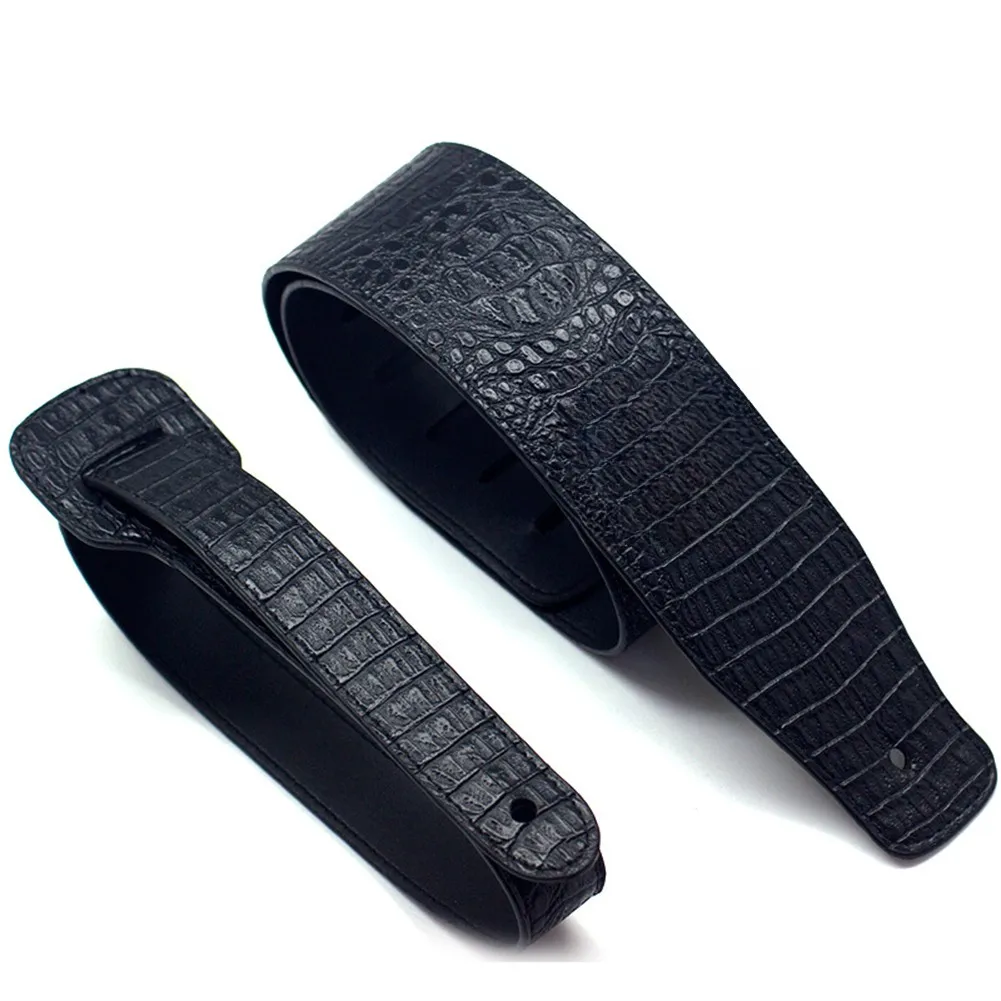 Embossed PU Leather Guitar Strap Adjustable Length 130-150cm For Acoustic Electric Bass Guitars Musical Instrument Parts