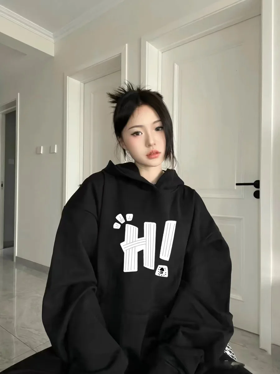 الأمريكية الرجعية أفخم هوديس المرأة خريف شتاء 2025New موضة الشارع البلوز فضفاض بلوزة غير رسمية Y2K ملابس السيدات