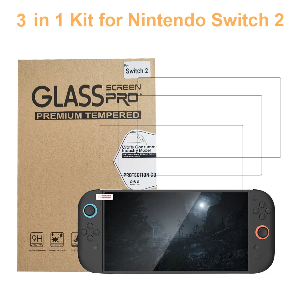 3pc Transparent HD Klar 9H Gehärtetes Glas Displayschutzfolie für Switch2 Konsole Glas Blätter Spiel Zubehör