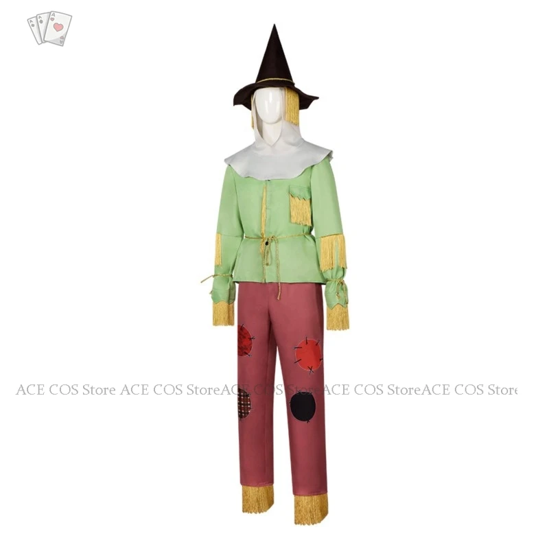 Wizard Scarecrow Cosplay Costume of Fairy Cosplay Outfits Hat Stage Performance Outfit for Halloween Dress-up Themed Party