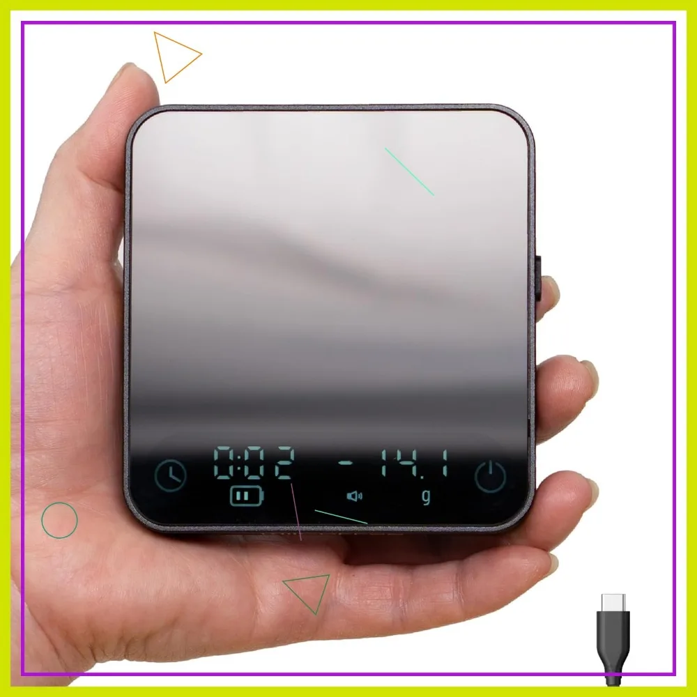 

Compact Espresso Scale with Auto Timer, Aluminum Body & Glass Top for Precision Coffee Brewing