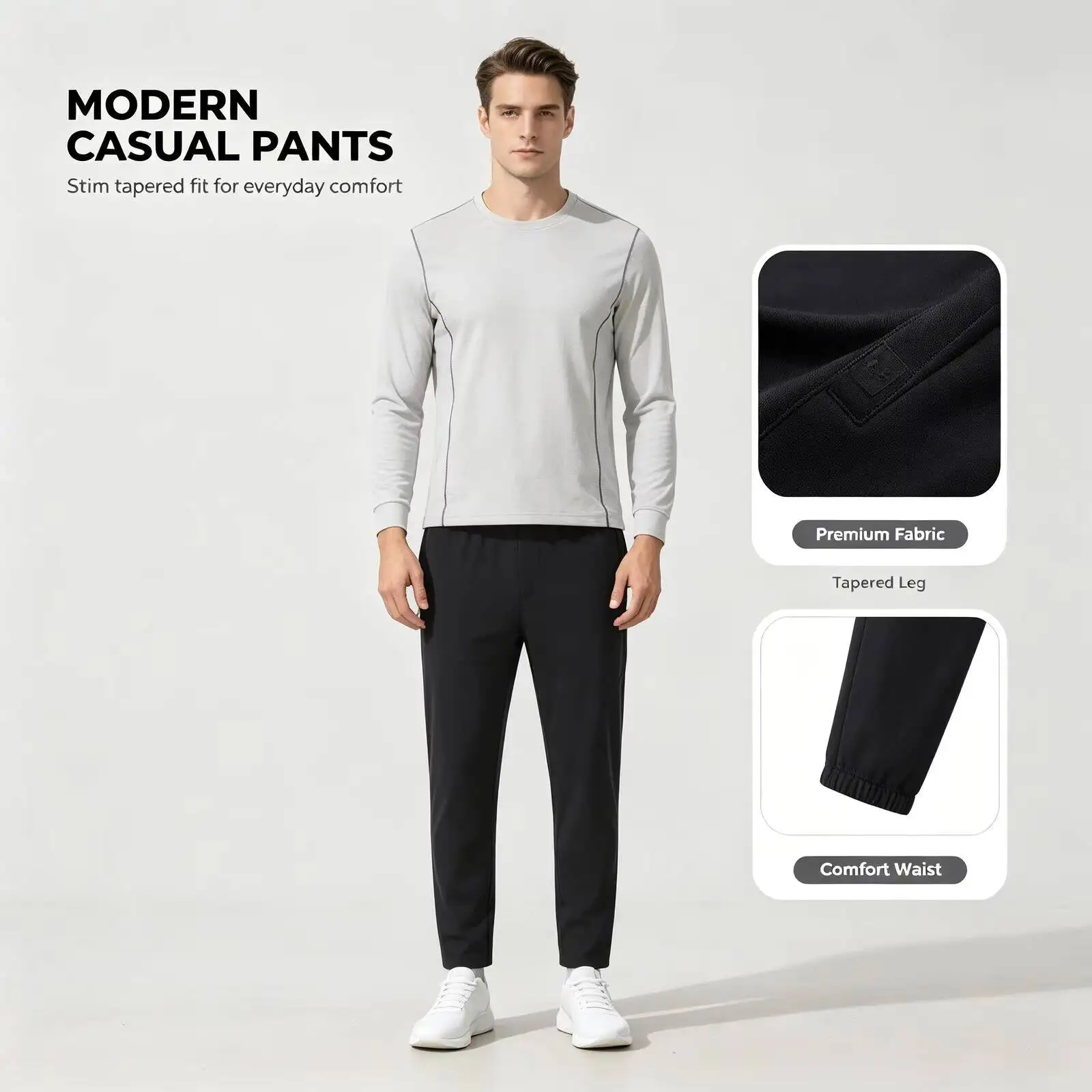 New Under Armour Modern Casual Slim Tapered Pants, Solid Color Stretch Trousers, Premium Fashion Pants Office Daily Streetwear