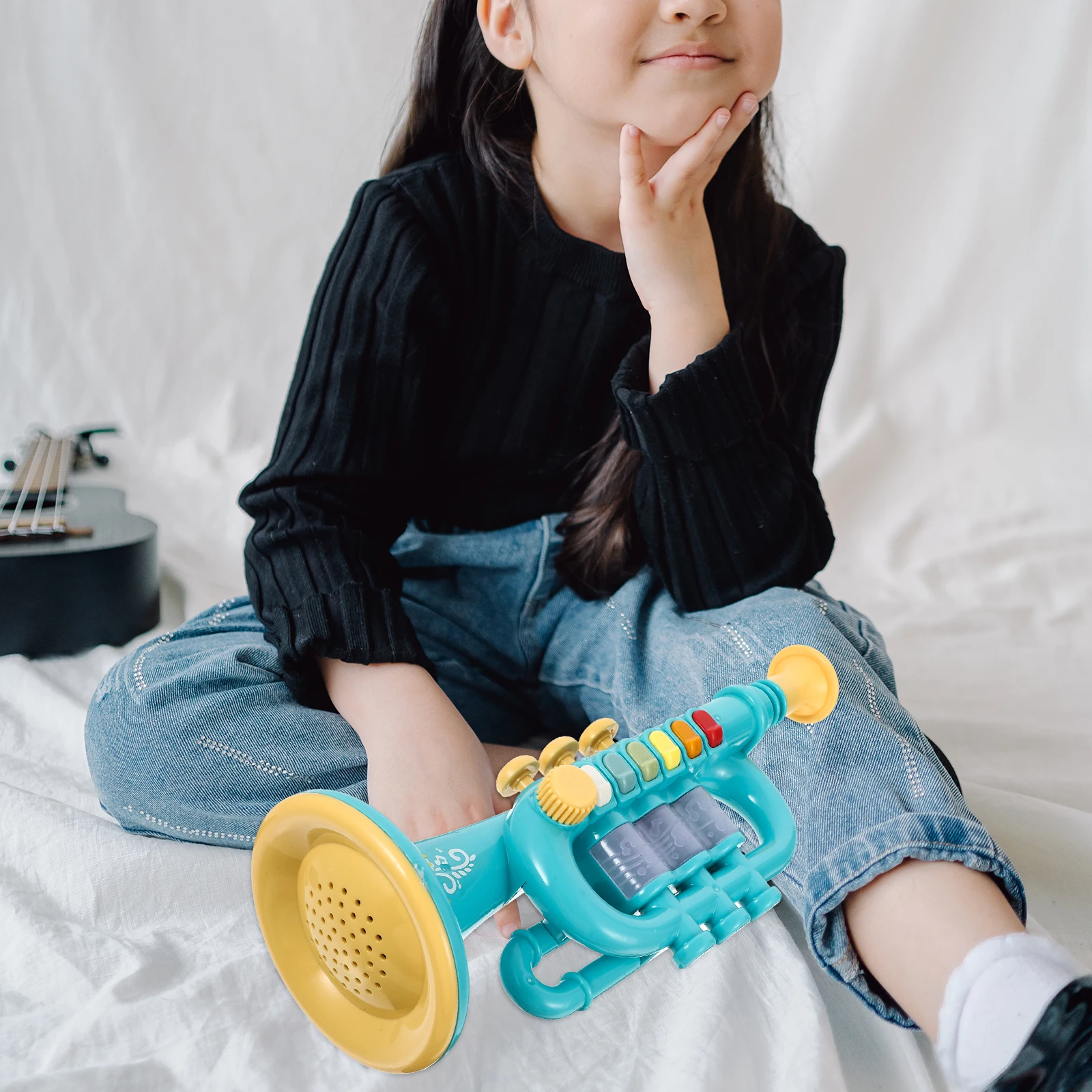 1 zestaw Plastikowa Trąbka dla Dzieci Mini Instrument Zabawka Muzyczna Edukacyjna Trąbka Instrument Dęty dla Dzieci