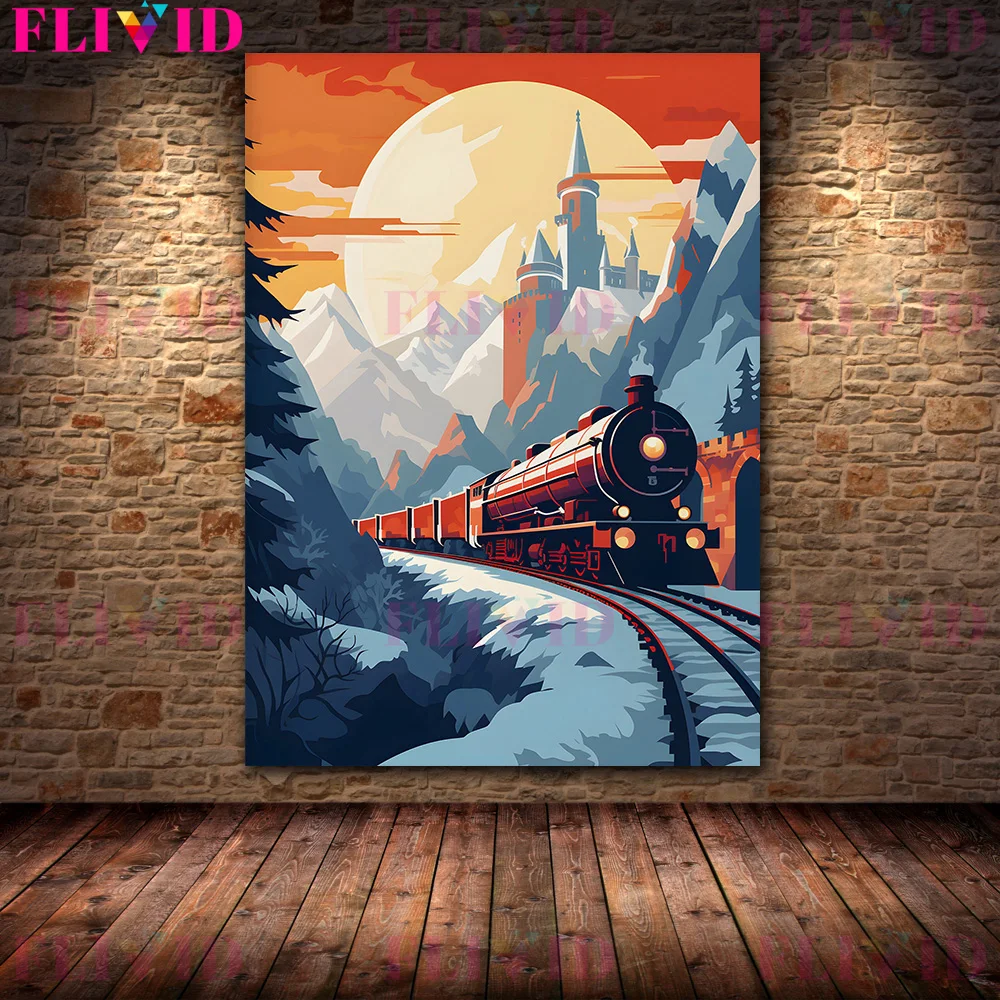 Wizard Express And Magical School Vintage Wall Art Canvas Painting Magic Street Wizard Fan Gift Abstract Art Poster Print Decor