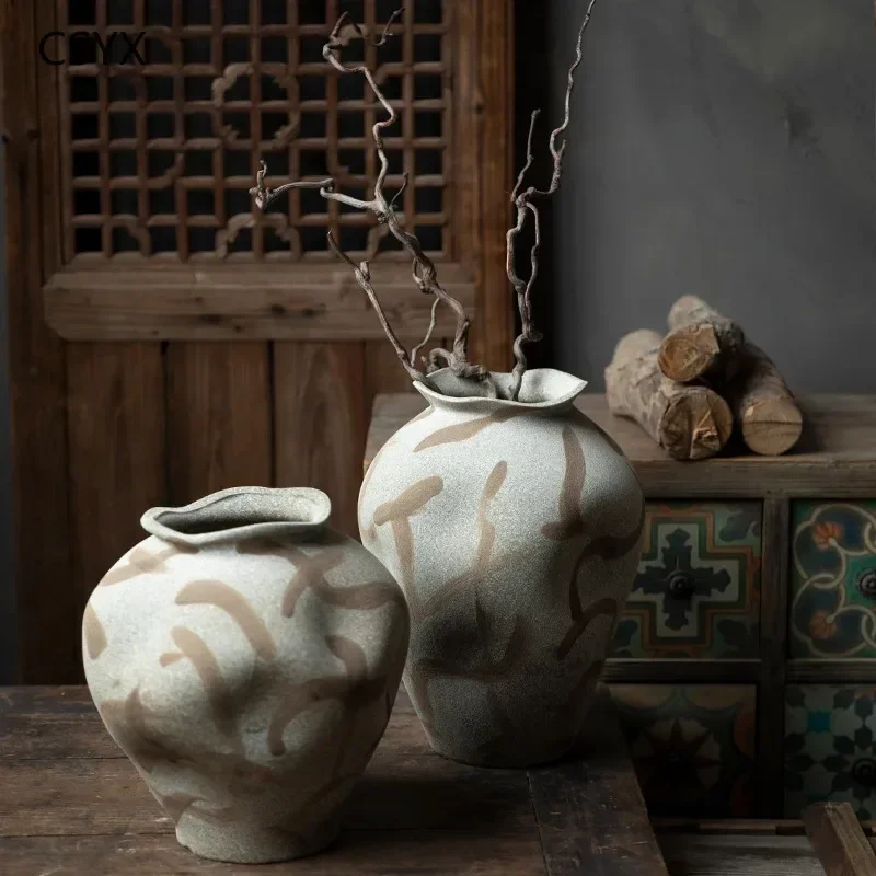 Jingdezhen Ceramic Vase - Creative New Chinese Vintage Design, Ideal for Dried/Fresh Floral Art, Room & Chambre Décor Ornament
