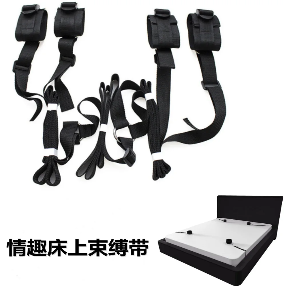 Restraint Set BDSM Bondage Handcuffs & Ankle Cuffs Slave On The Bed Open Leg Flirt Sex Toys For Women Couples Erotic SM Straps view 6