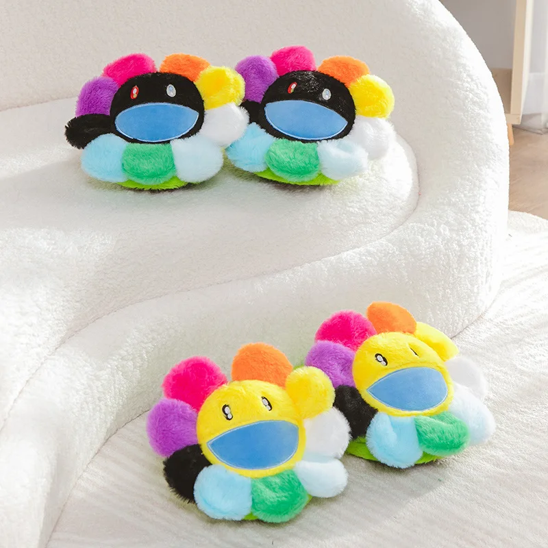 Pantoufles en peluche multicolores automatiques, taille libre, pour la maison et le bureau, must d'hiver