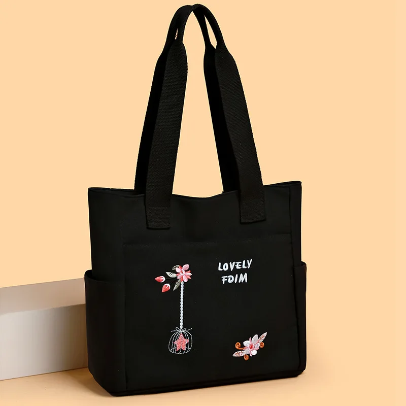 

Женские сумки на плечо с цветочной вышивкой, хит продаж, большая сумка-тоут для поездок на работу, дешевая продажа, холщовая женская сумка подмышками