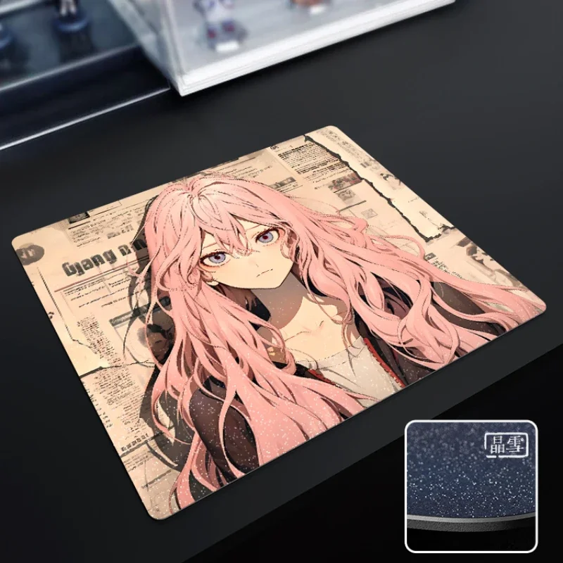 ATOM Resin Mouse Pads Newspaper Wall Girl Theme Pattern Customizable Crystal Snow/Sand Mist Professional FPS Gaming Hard Pads