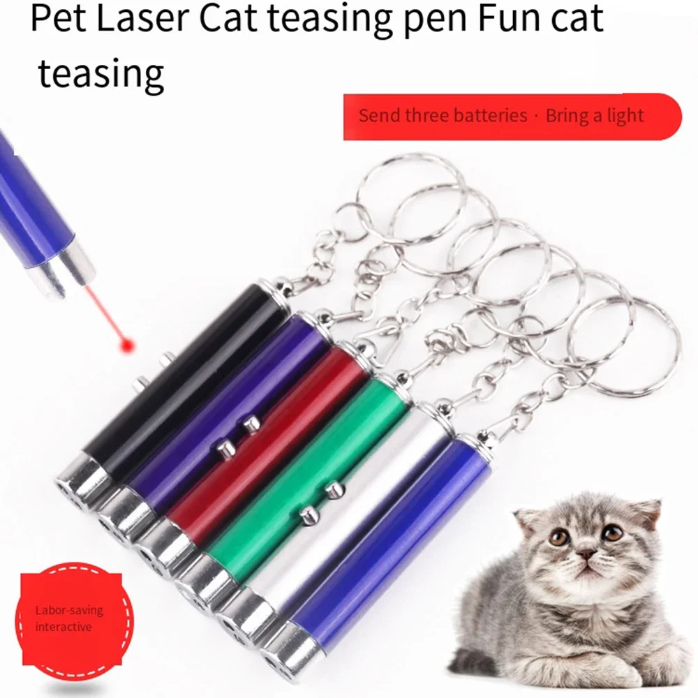 Mini juguete para gatos con puntero láser, linterna LED, juguete láser para perros y gatos, dispositivo electrónico divertido para mascotas, juguete interactivo para gatos (1 paquete, morado)