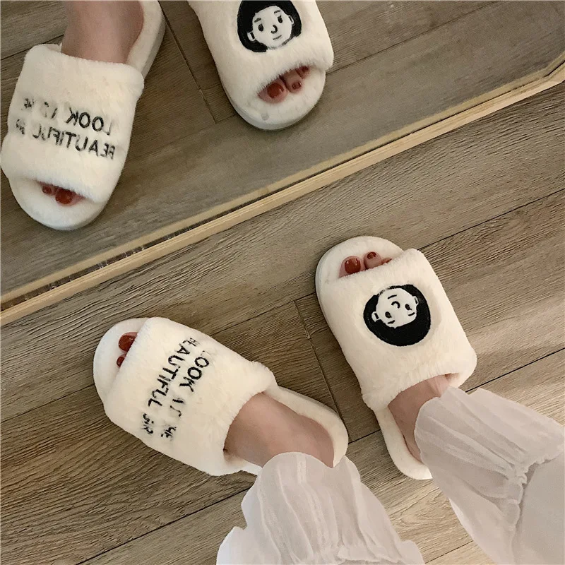 Winter Men's Home Slippers Warm Plush Velvet Fur Shoes Unisex Lager Size Indoor Cotton Slides Men Women Slippers Brown