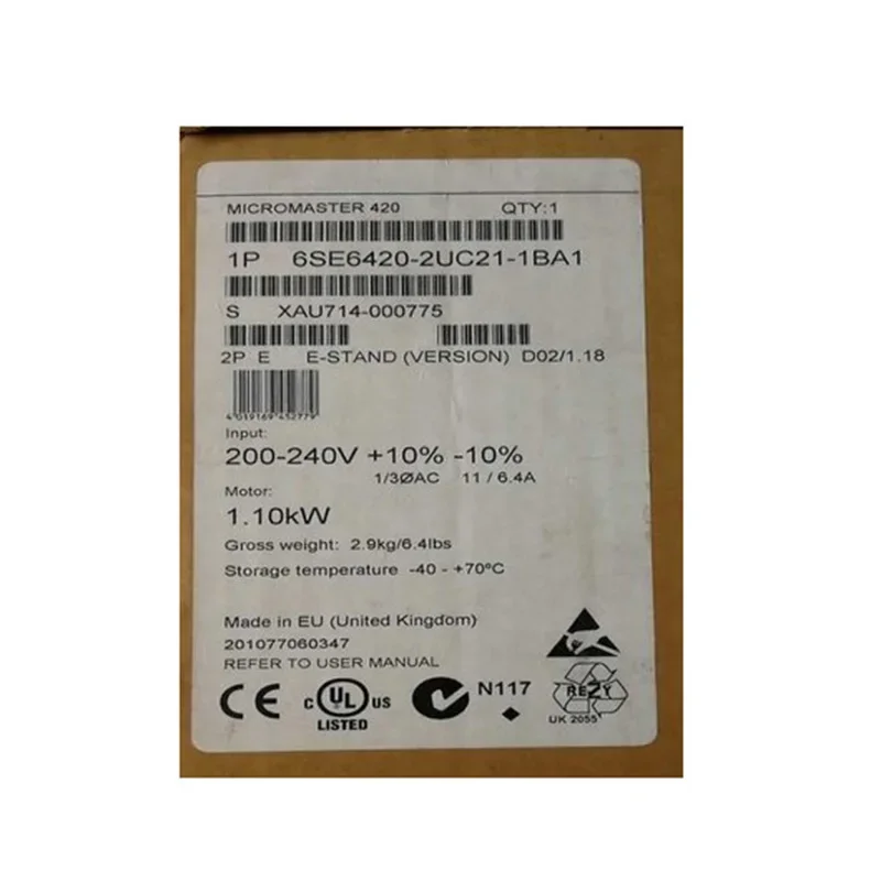 New original 6SE6420-2UC21-1BA1 1.1 kilowatts without filter 6SE64202UC211BA1 inverter spot