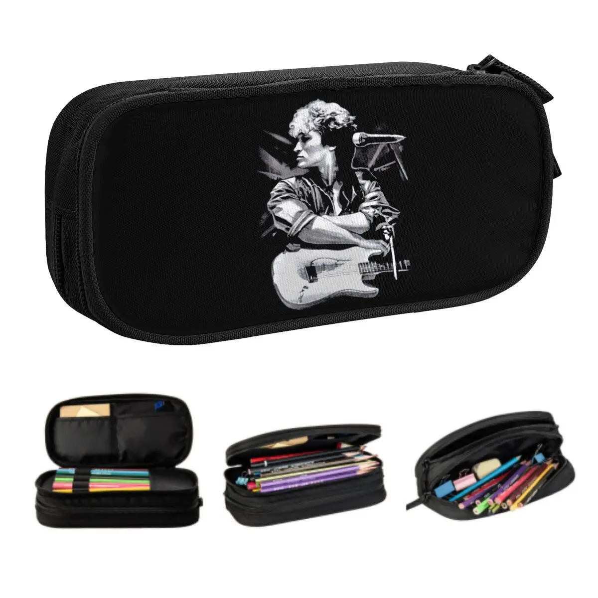Custom Viktor Tsoi Guitar Korean Pencil Case Boy Girl Large Capacity Rusian Rock Kino Pencil Box Students Stationery