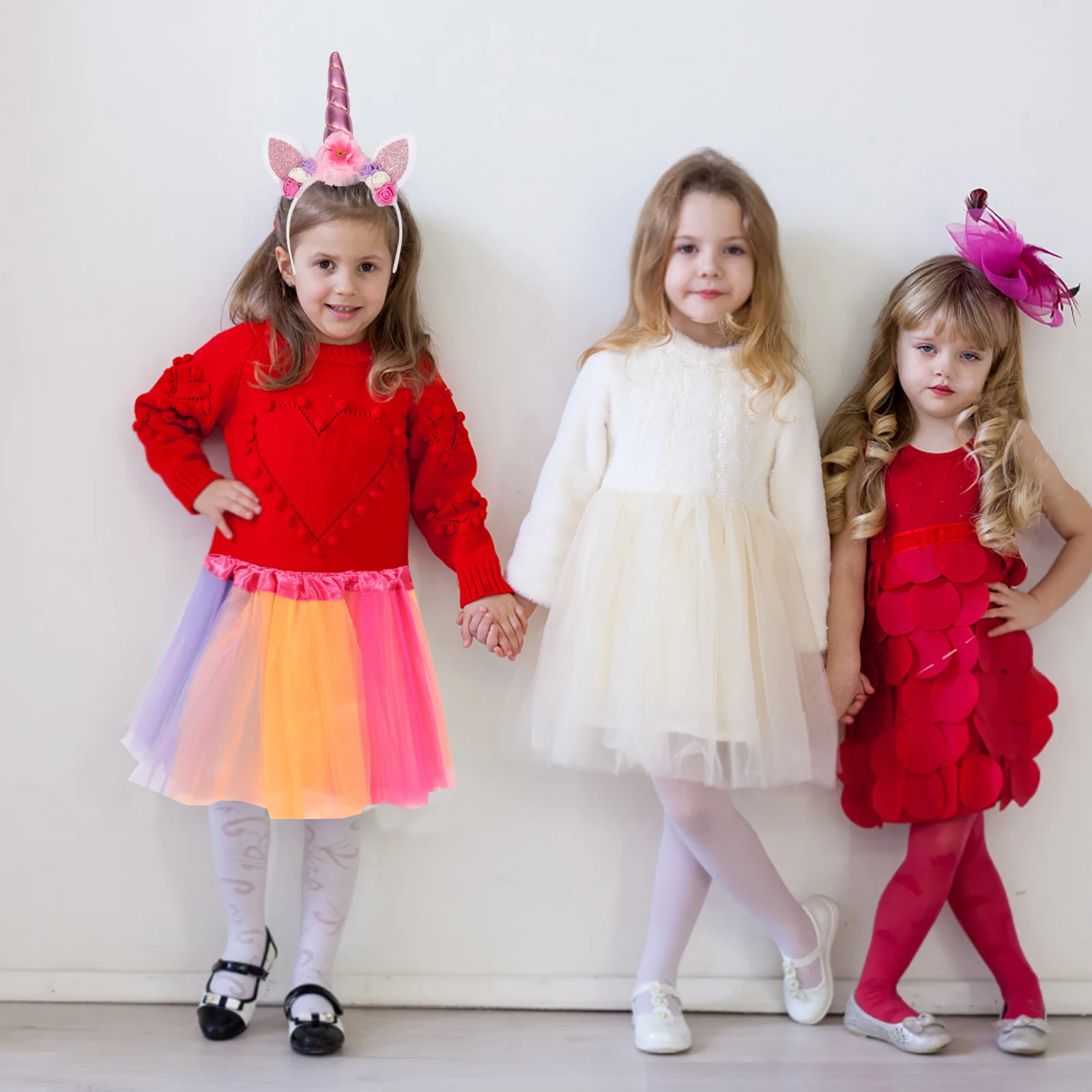 1 セットユニコーンヘッドバンドスカートセットかわいいフェスティバルパーティー調節可能なチュールスカートカラフルなユニコーンヘアバンド子供の誕生日コスチューム