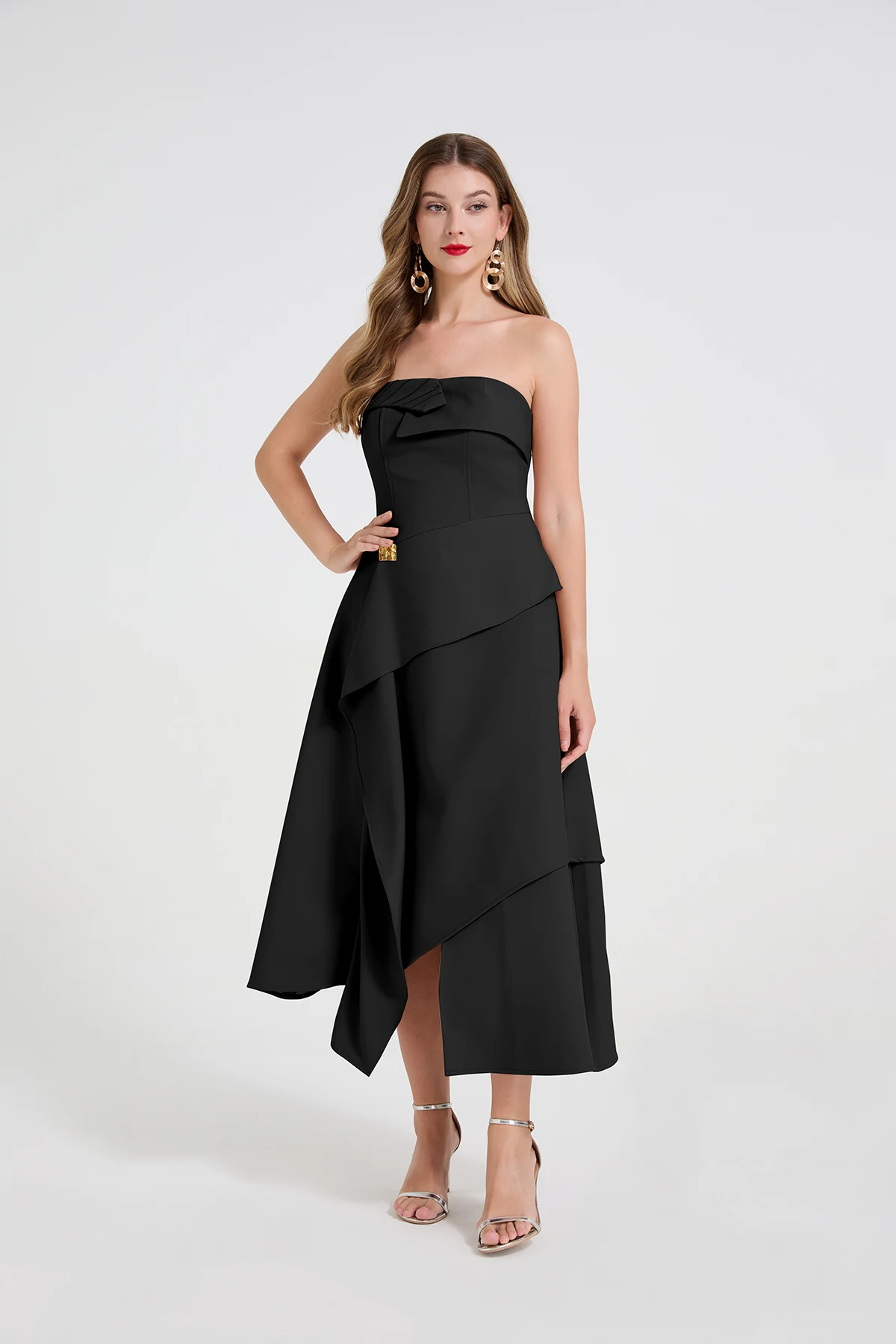 Verão outono high-end design sentido elegante vestido feminino assimétrico irregular em camadas bainha sexy vestido de noite francês chique