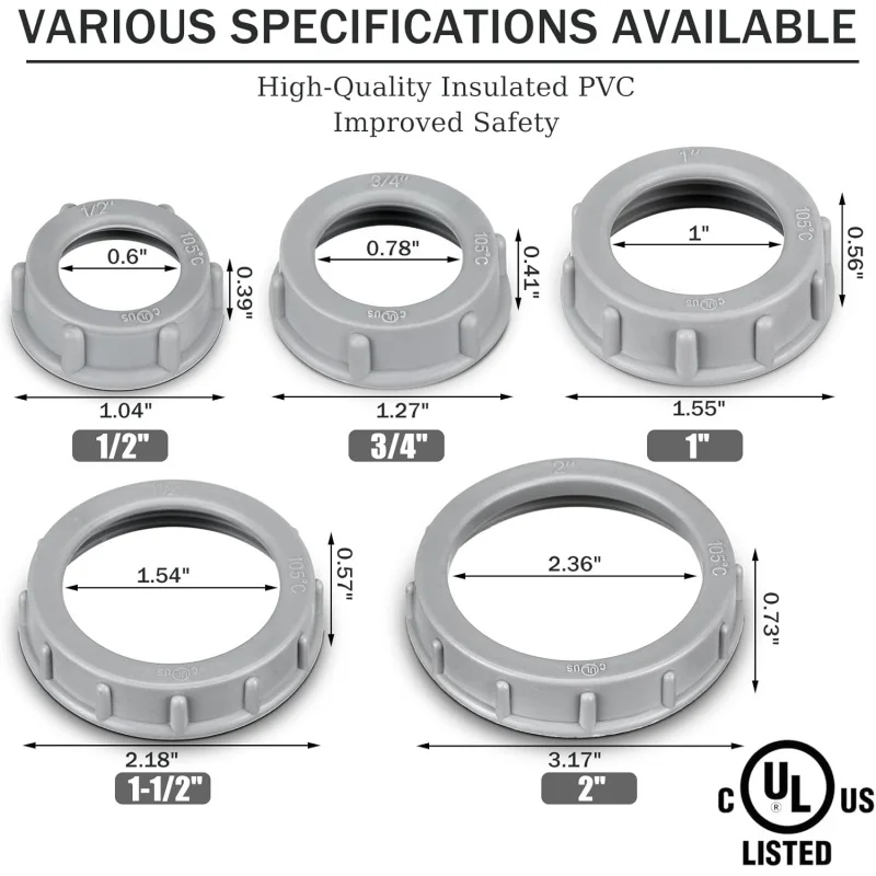 50 قطعة من البطانات الكهربائية الملولبة البلاستيكية العازلة EMT أو تركيب قناة IMC (3/4 بوصة) #2