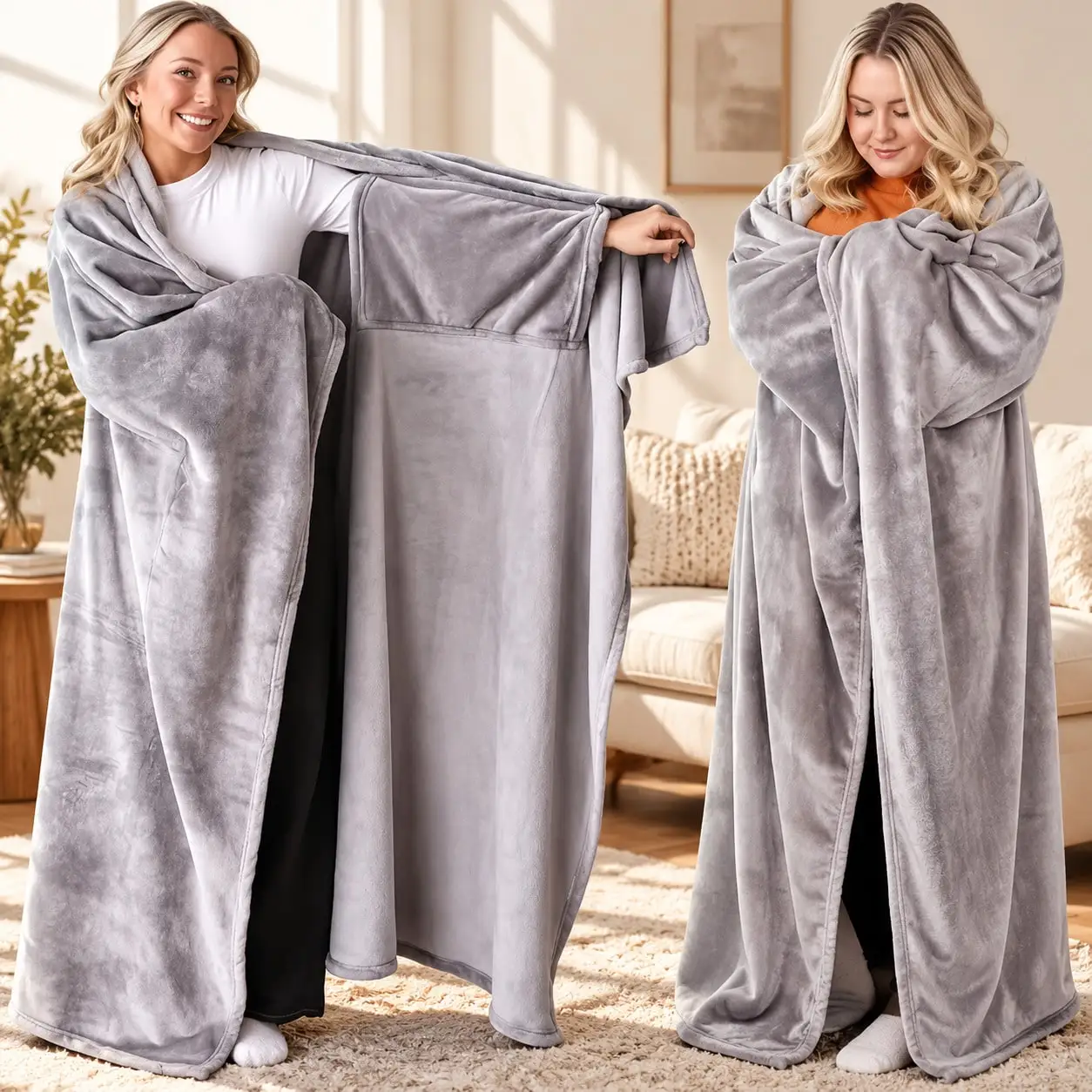 Wearable Blanket Nightgown Comfortable And Soft Adult Gift Flannel Thermal Outer Wear Wrapping-Halloween Costume Women,Lingerie For Women,Fall,Corset