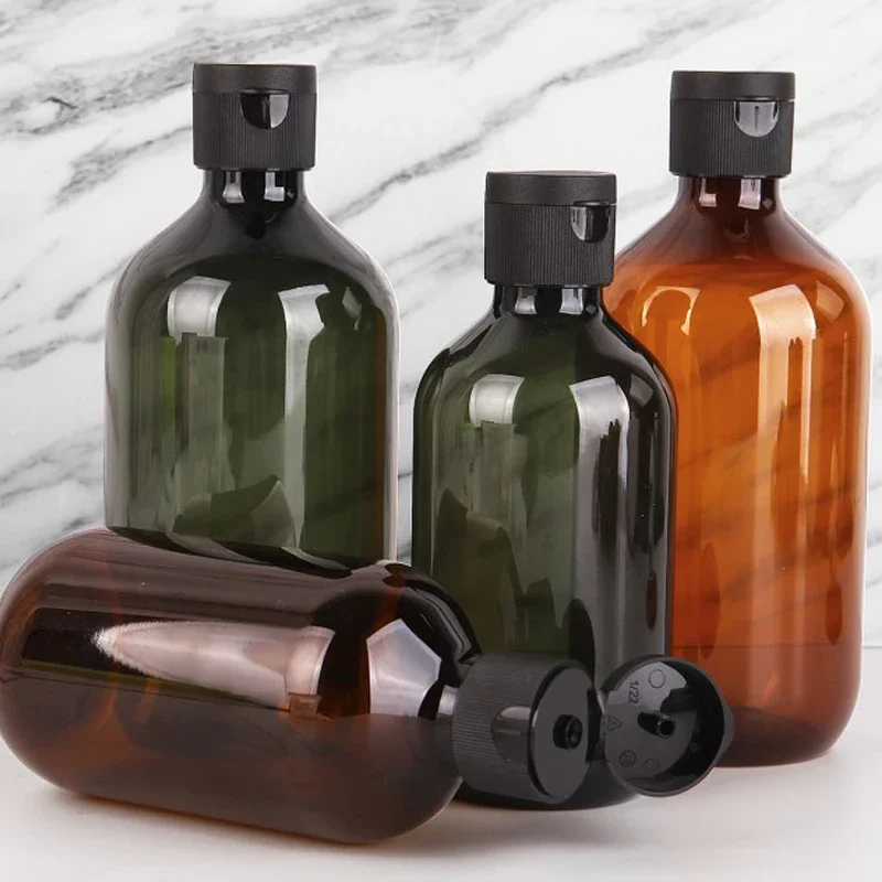 300/500ML Refillable Bottle Brown Green Shampoo Shower Gel Flip/Squeeze Large Capacity Pure Dew No Spill Storage Tool