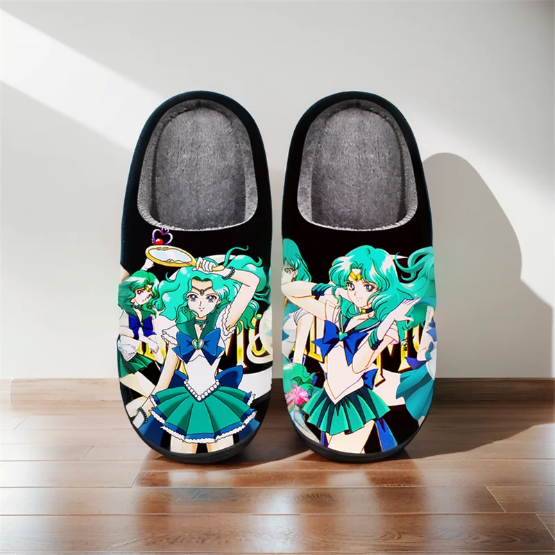 

Winter Warm Indoor Slippers Anime Sailor Moon Kaiou Michiru Cospaly Cartoon Shoes For Man Woman Unisex Slippers Halloween Gift