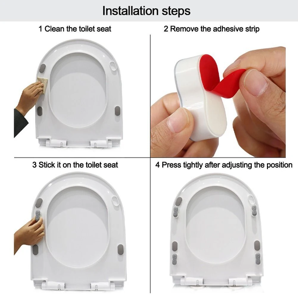 4Pcs Toilet Seat Bumper Buffer Strong Adhesive Toilet Seat Shockproof Protection Pad Bathroom Hardware Accessories