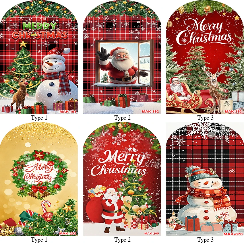 Navidad copo de nieve muñeco de nieve Santa Claus arco telón de fondo fundas de tela Feliz Año Nuevo suministros de fiesta estudio foto fondo