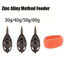 Method Feeder Accessories, Carp Fishing Feeder Tackle Set, Inline Zinc Alloy Feeder Fishing with 30g/40g/50g Weight Feeder and 1