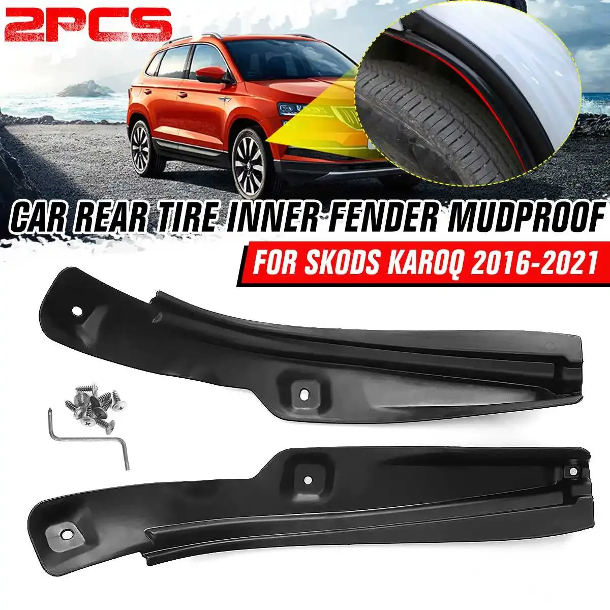 2Pcs Car Rear Tire Inner Fender Mudproof For Skoda Karoq 2016-2021 Mudguard Anti Dirt Cover Accessories Front Mat Modification