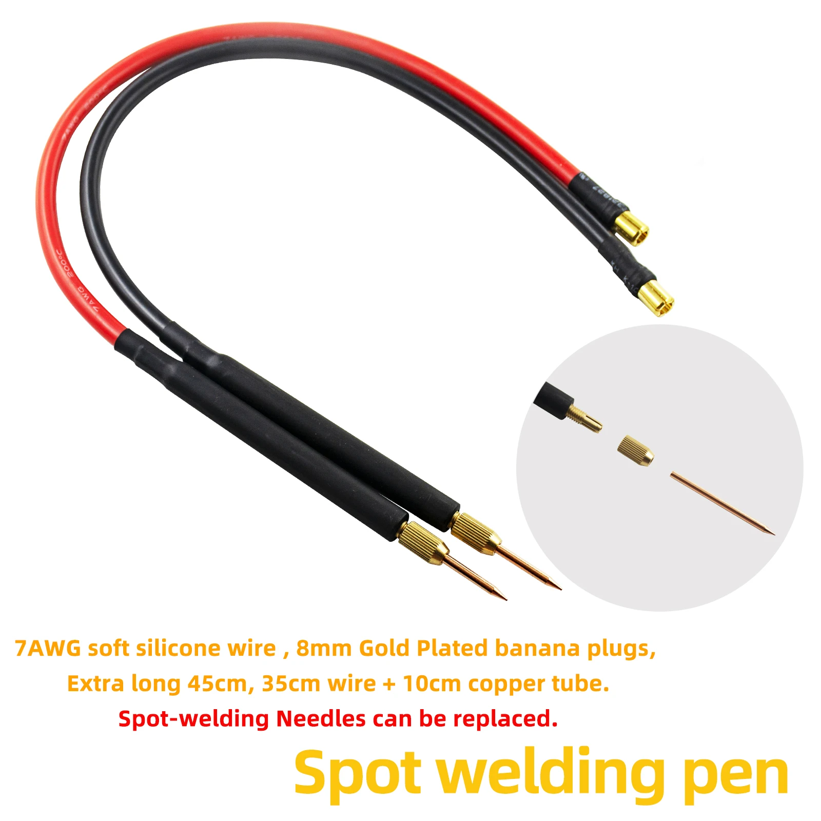 Spot Welding Pen 7AW 40cm Welder Machine Accessory for Diy 18650 Battery DIY Lithium Battery Spot Welder Pen Can Be Replaced Tip