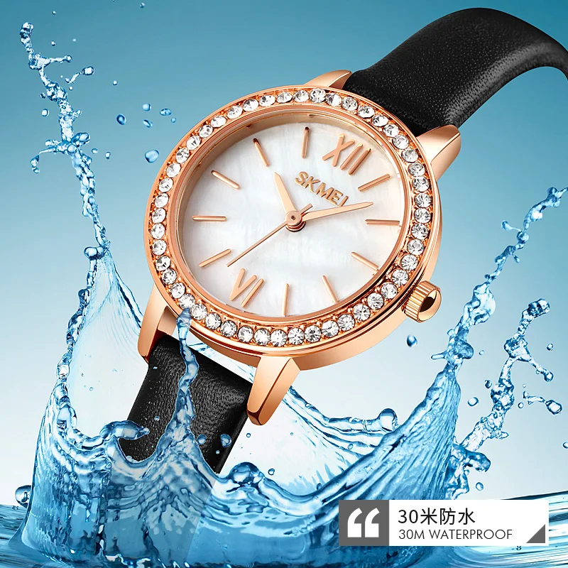 SKMEI تصميم ضياء صغير مقاوم للماء ساعة بسيطة حركة كوارتز ساعات للنساء موضة أنيقة سيدة ساعات المعصم Reloj Hombre #2
